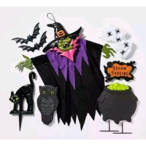 Hyde and Eek! Boutique Halloween yard Witch Scene Kit One Size Black Purple